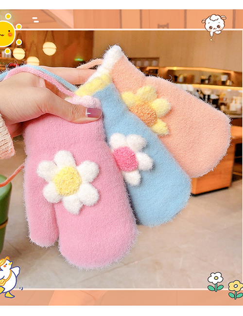 Guantes De Dedos Completos Con Flores De Terciopelo Para Niños