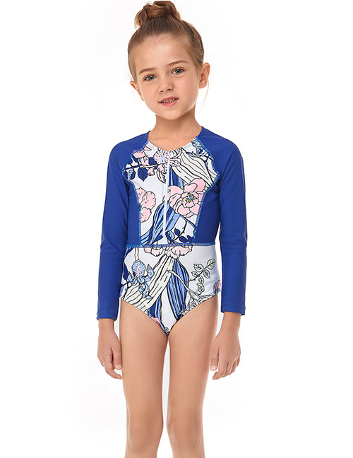 Traje De Baño De Una Pieza Para Niños Con Cremallera Y Estampado De Nailon