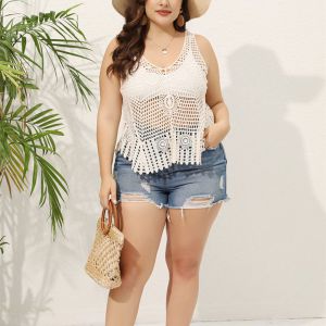 Jersey Hueco Con Cuello En V De Talla Grande.