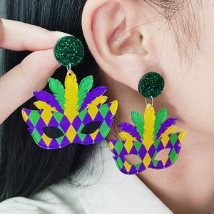 Pendientes De Camión De Árbol De Navidad Geométrico Acrílico