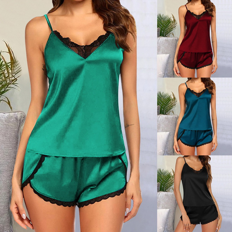Conjunto De Pijama De Encaje De Poliéster