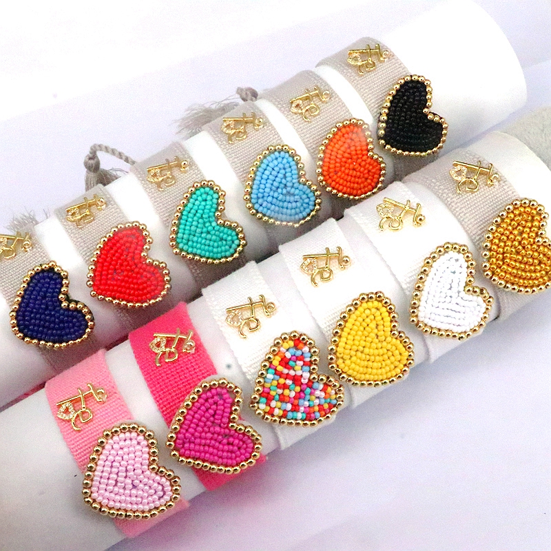 Pulsera Tejida Con Borlas Y Correas Con Letras En Forma De Corazón Y Cuentas