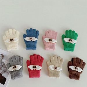 Guantes De Cinco Dedos Para Niños Con Alas Tejidas De Lana