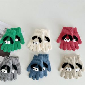 Guantes De Cinco Dedos Para Niños Con Cachorros De Dibujos Animados Tejidos De Lana