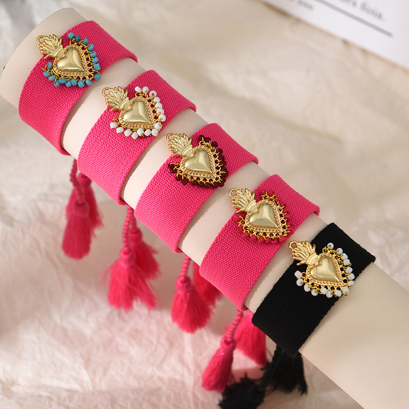 Pulsera De Borla Trenzada De Amor Irregular De Cobre