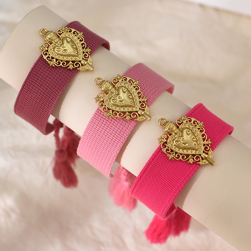Pulsera De Borla Trenzada De Amor Irregular De Cobre