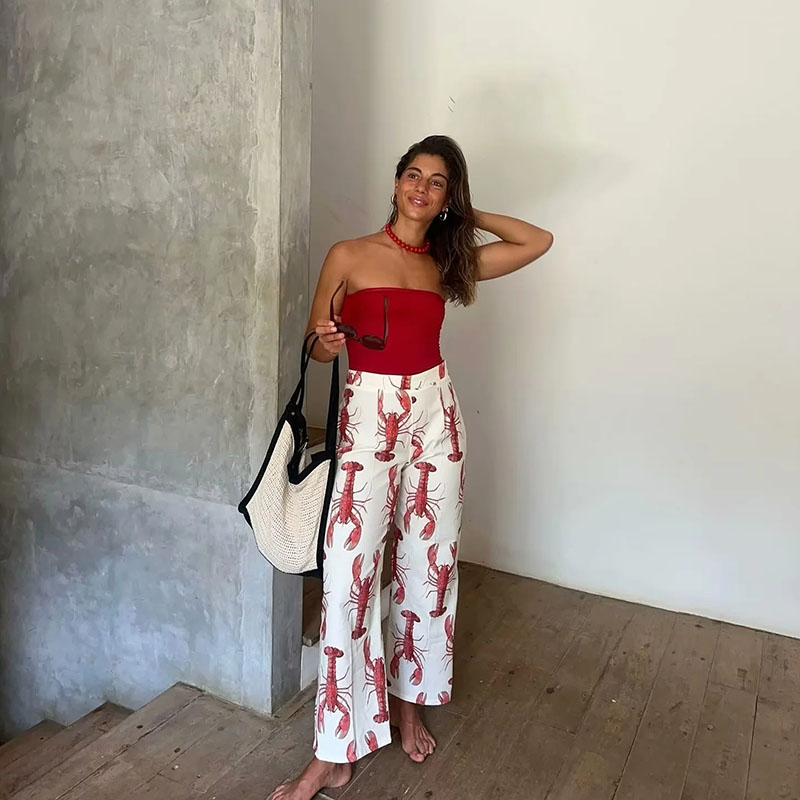 Pantalones Con Estampado De Langosta