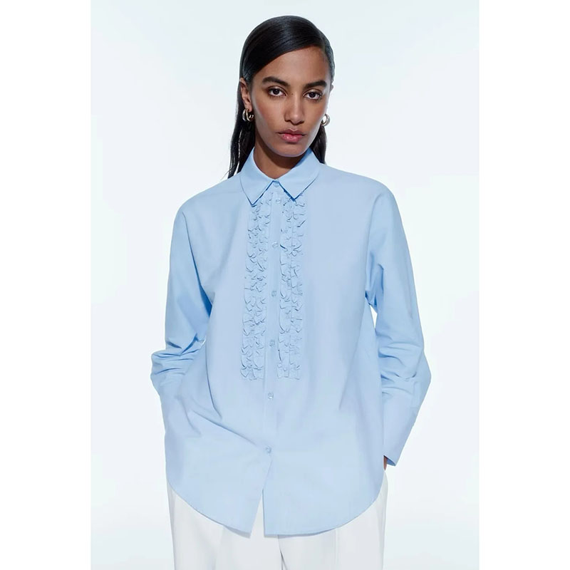 Camisa Con Botones En Solapa Laminada De Poliéster