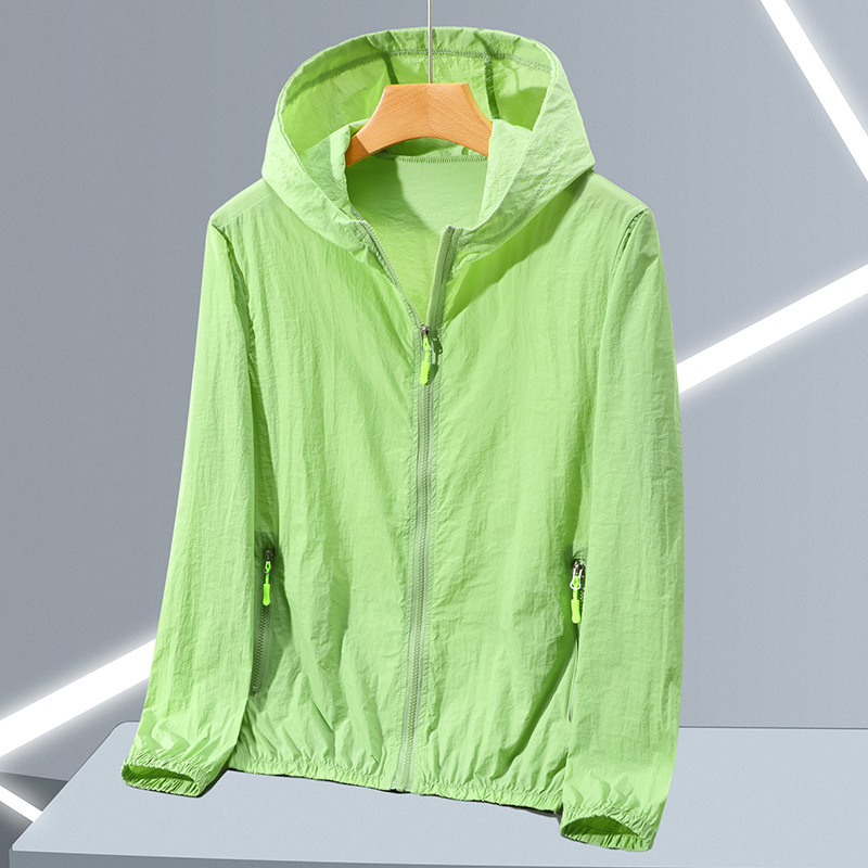 Chaqueta De Protección Solar Con Capucha Y Cremallera De Poliéster