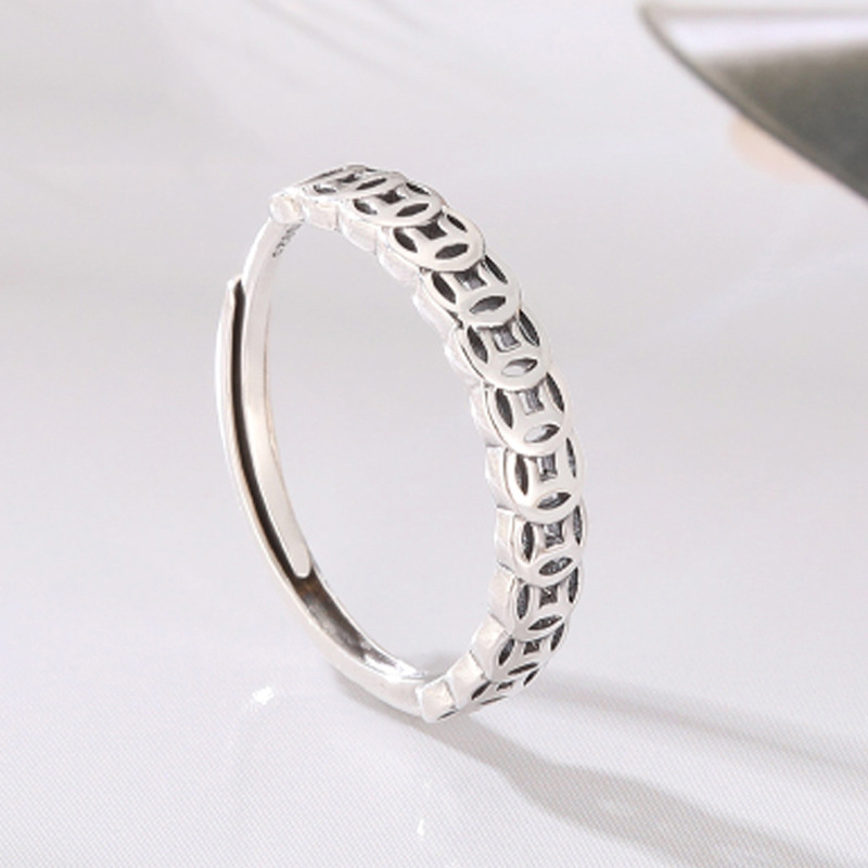 Anillo De Moneda De Cobre Plateado