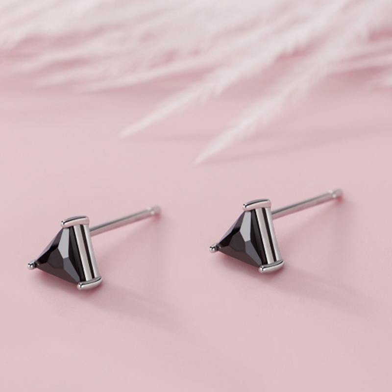 Aretes De Cristal Triangulares Plateados