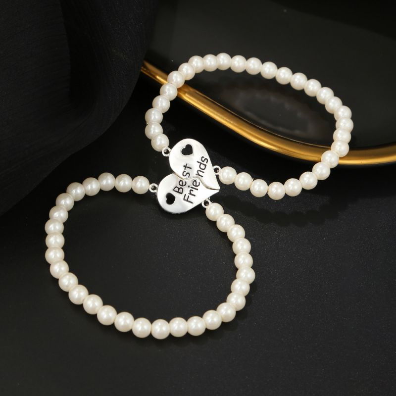Conjunto De Pulsera De Amor Con Cuentas De Perlas De Aleación