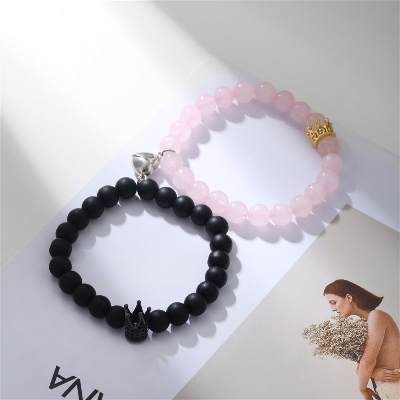 Pulsera De Corona Con Cuentas De Cristal Esmerilado