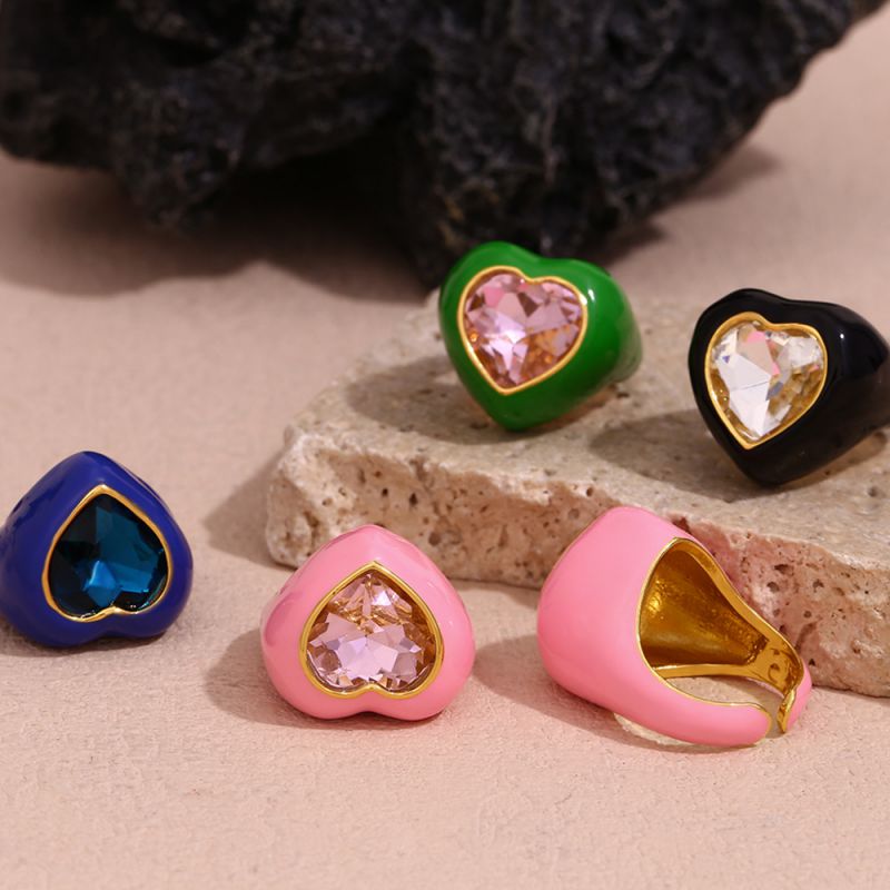 Anillo De Amor De Diamantes De Acero Inoxidable