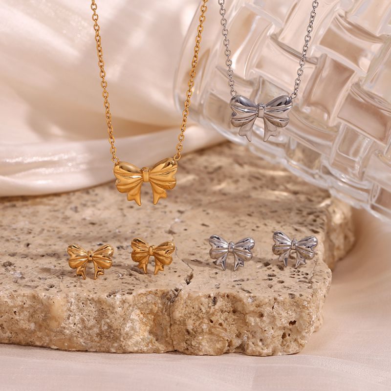 Collar Lazo Chapado En Oro De Acero Inoxidable