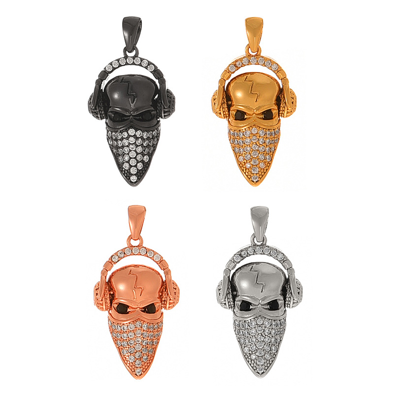 Accesorio Colgante Para Auriculares Con Calavera De Circonio Con Incrustaciones De Cobre