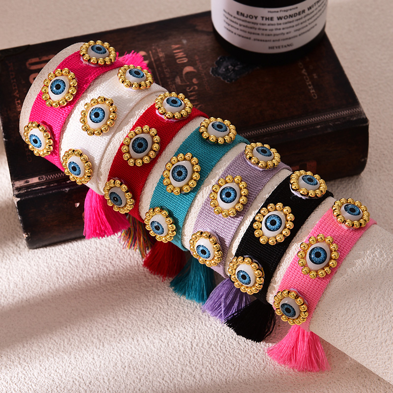 Pulsera De Borla Trenzada Con Cuentas De Cobre Y Cuentas