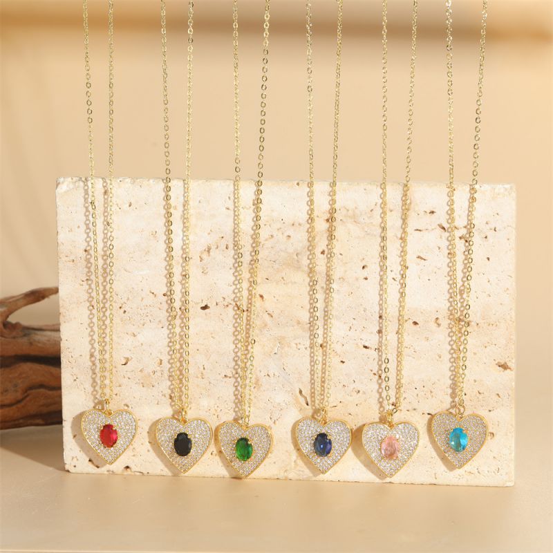 Collar De Amor De Circonio Con Incrustaciones De Cobre