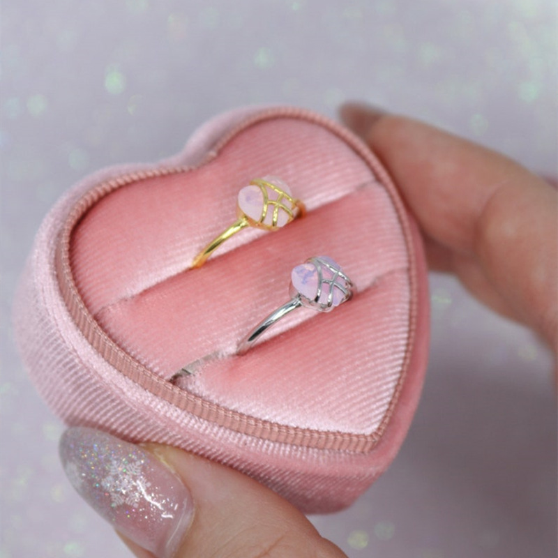Anillo De Aleación Con Piedra Blanca En Forma De Corazón