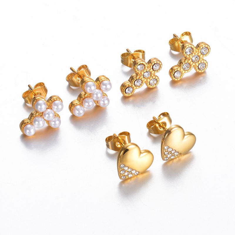 Pendientes De Amor De Diamantes De Acero Inoxidable