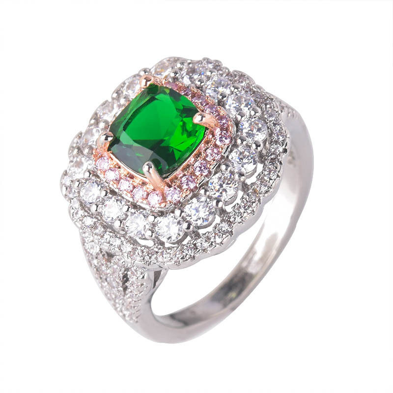 Anillo Cuadrado De Diamantes De Cobre