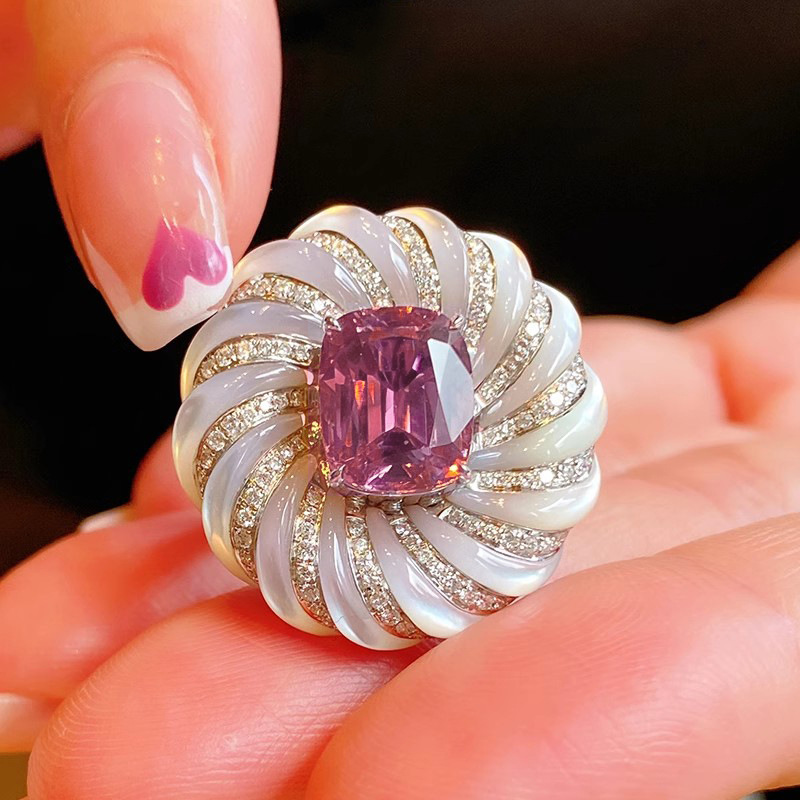 Anillo Espiral De Cobre Y Diamantes