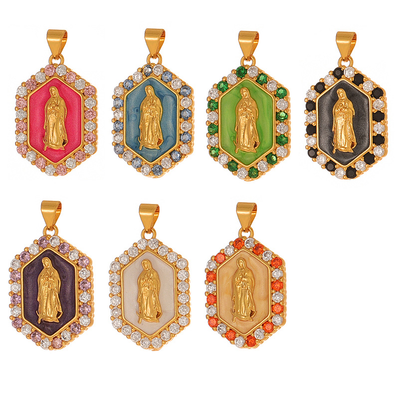 Accesorios Colgantes Con Retrato De Goteo De Aceite De Circonio Con Incrustaciones De Cobre