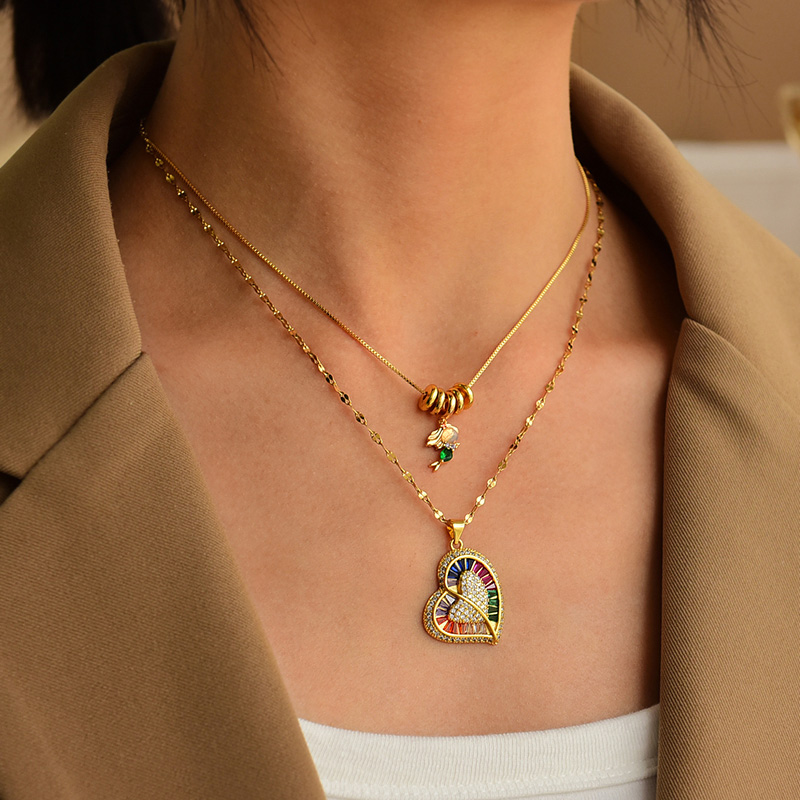 Conjunto De Cobre Collar De Cuentas Con Colgante De Circonita Serie Princesa