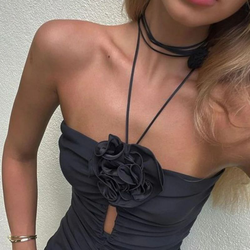 Bañador De Una Pieza Con Cuello Halter Y Flores De Nailon