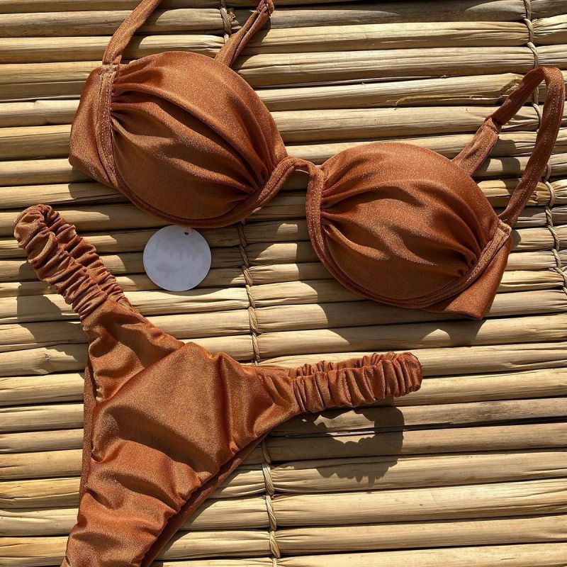 Bikini Tipo Bañador Tankini Con Pliegues De Nailon