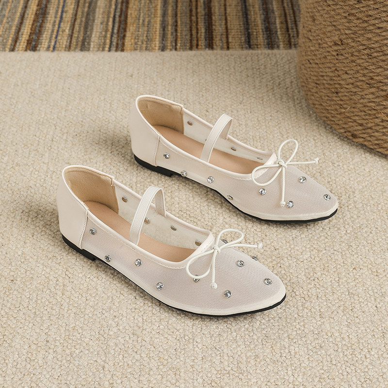 Zapatos De Malla Con Punta Redonda