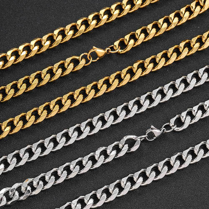 Conjunto De Pulsera Y Collar Para Hombre Con Cadena Geométrica De Acero Inoxidable