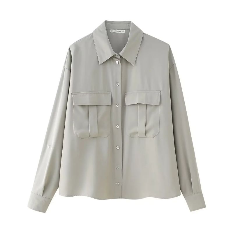 Camisa Con Botones Y Solapa De Poliéster