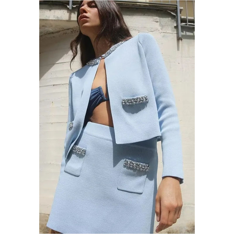 Chaqueta De Punto Con Adornos De Joyas