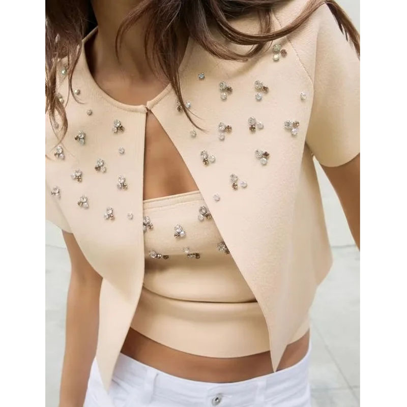 Chaqueta De Punto Con Pedrería