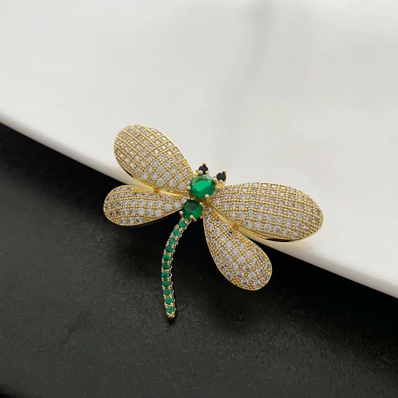 Broche Libélula De Cobre Y Diamantes