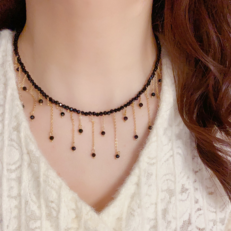 Collar De Cristal Con Borlas Y Cuentas