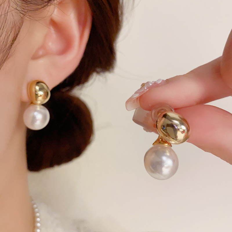 Pendientes De Perlas Pepitas De Metal