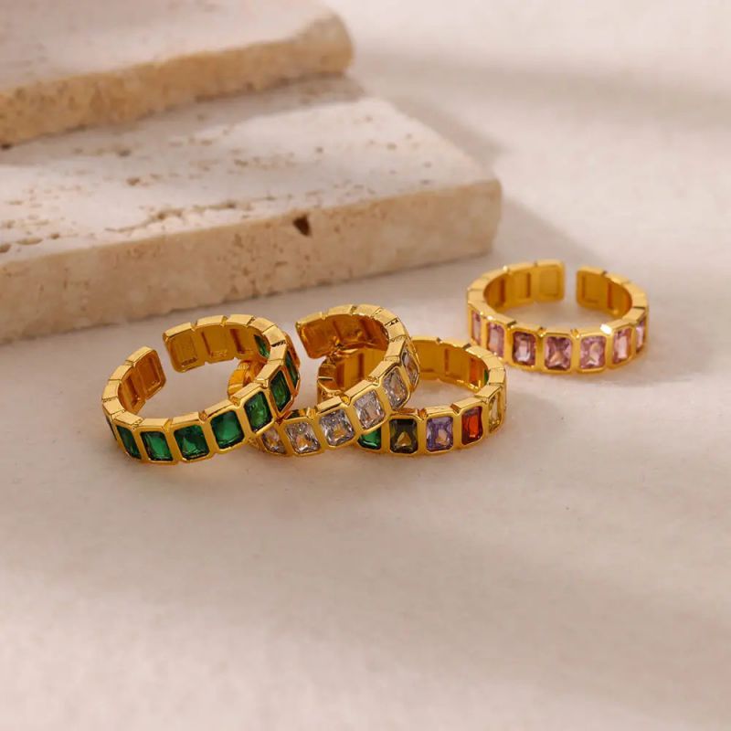 Anillo Abierto Cuadrado De Circonio