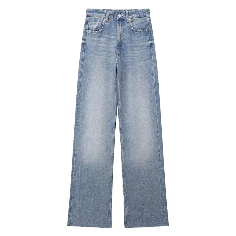 Pantalón Denim Ancho De Tiro Alto