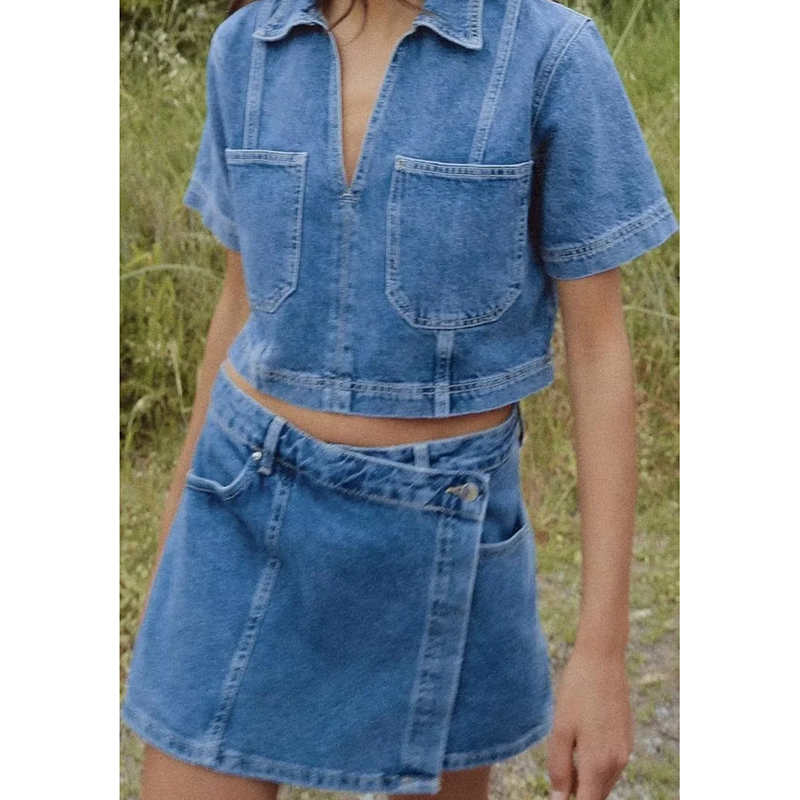Top Denim Con Solapa
