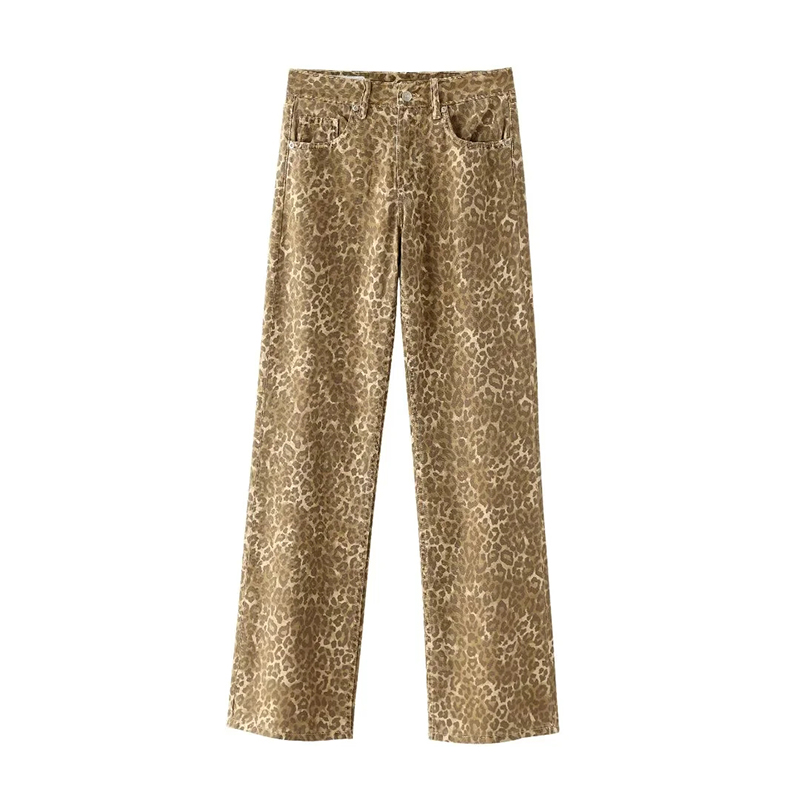 Pantalón Ancho Con Estampado Denim