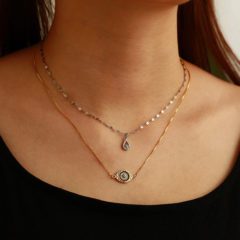 Collar De Ojos De Circonitas Con Incrustaciones De Cobre
