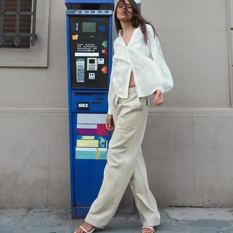 Pantalón Ancho De Lino