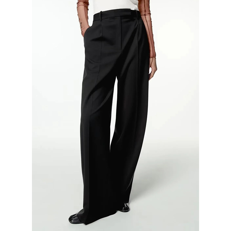 Pantalón Recto De Mezcla De Microplisados