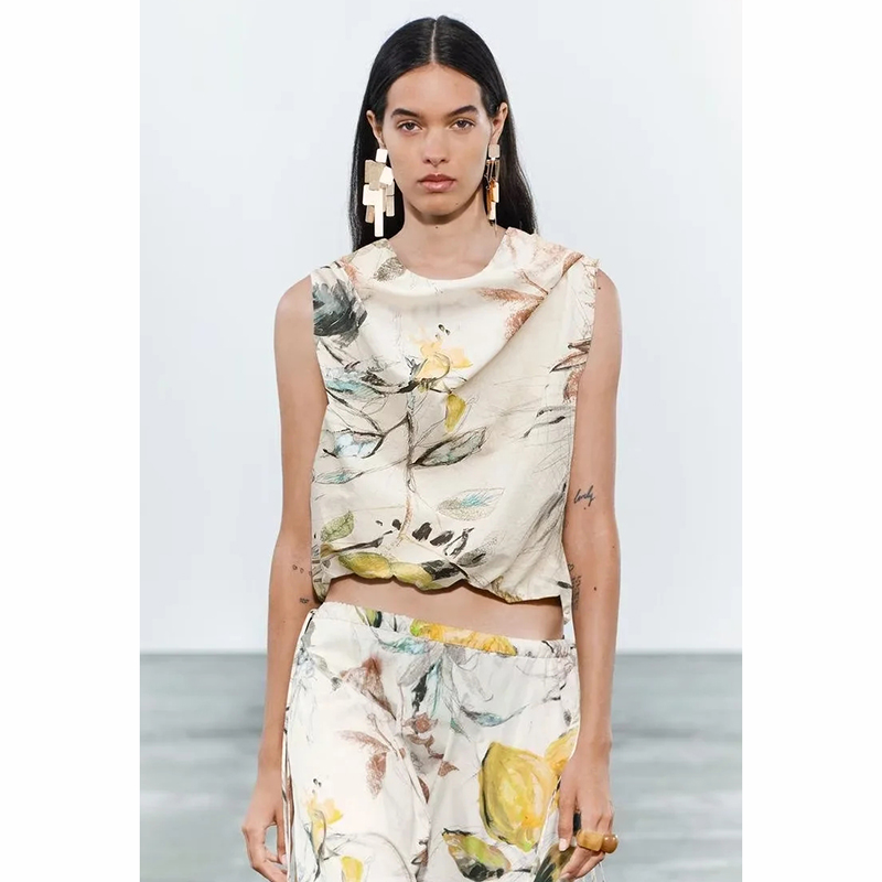 Chaleco Sin Mangas Con Estampado Mixto