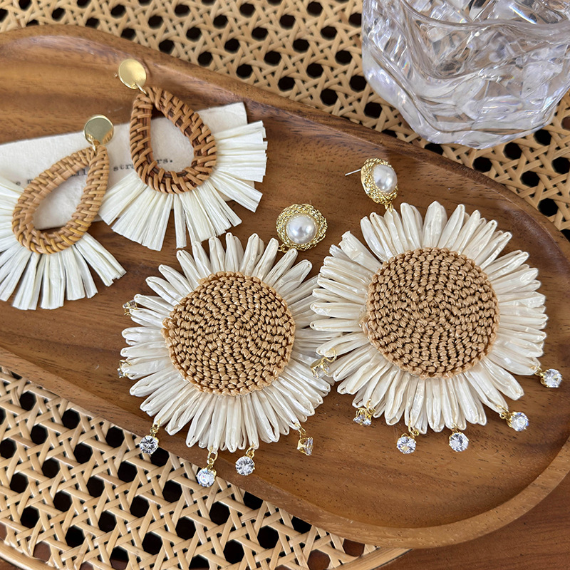 Pendientes De Girasol De Bambú
