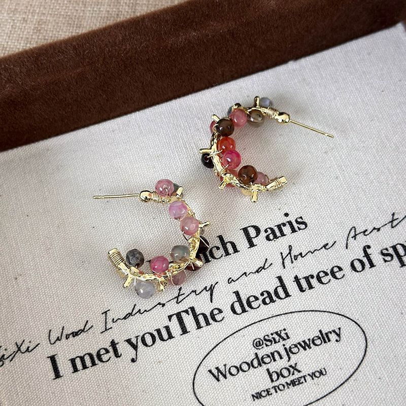 Pendientes Cruzados Con Cristales De Colores