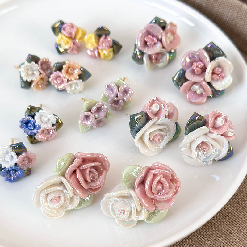 Pendientes De Flores De Cerámica