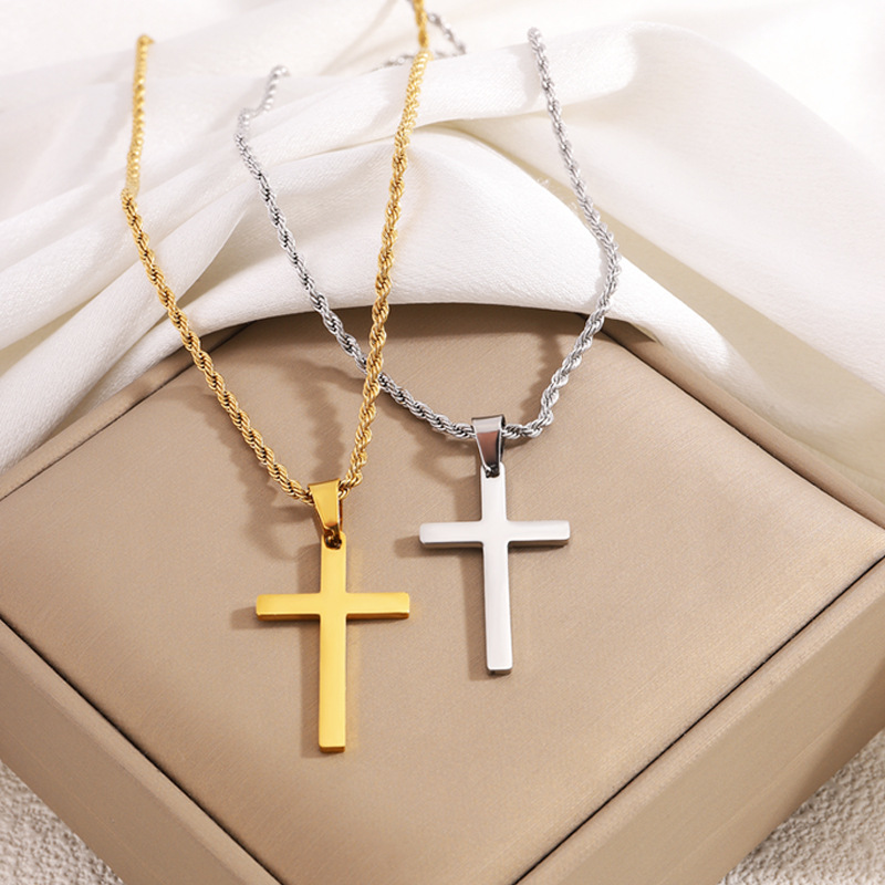 Collar De Cruz De Acero Inoxidable